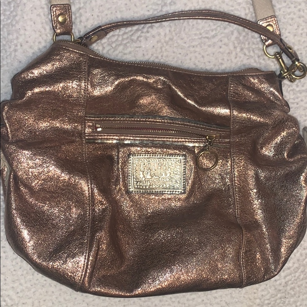 Rose Gold Metallic Coach Purse